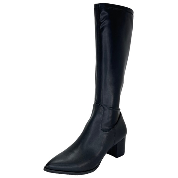 Aqua Shoes Aqua College Tillie Black Leather Knee High Waterproof